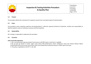 Inspection & Testing Procedure - Quality Plan