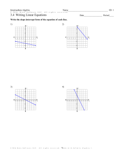 Intermediate Algebra: Writing Linear Equations Worksheet