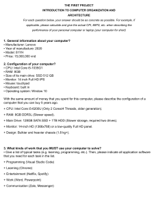 Computer Organization & Architecture Project: Personal PC Analysis