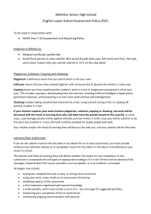 Willetton SHS English Lower-School Assessment Policy 2025