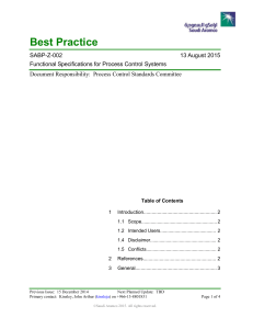 PCS Functional Specifications Best Practice - Saudi Aramco