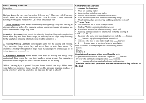 Learning Styles: Reading Practice & Comprehension Exercises