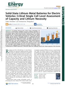 Solid-State Lithium Metal Batteries for EVs: Capacity & Necessity