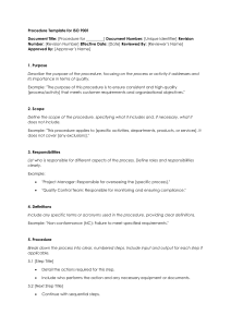 ISO 9001 Procedure Template: Quality Management Documentation Guide