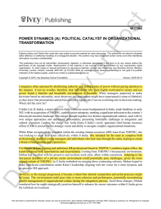 Power Dynamics: Political Catalyst in Organizational Transformation Case Study