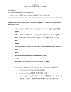 ITSCM 306 Chapter 18: Forecasting Problem Set & Solutions