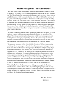 The Outer Worlds: A Formal Analysis of Gameplay & Narrative