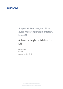 Nokia LTE Automatic Neighbor Relation (ANR) Features Operating Documentation