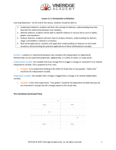 Introduction to Relations: Variables, Graphs, & Linear Equations