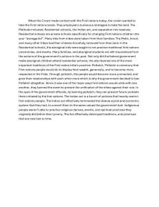 Crown's Strategies Against First Nations: Residential Schools & Indian Act