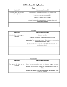 CER For Scientific Explanations: Claim, Evidence, Reasoning Guide