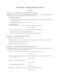 Digital Image Processing Exam 2: Noise, Filtering, Convolution
