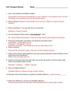 Cell Transport Review Worksheet: Diffusion, Osmosis, Active Transport
