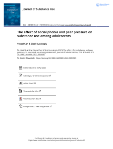 Social Phobia & Peer Pressure: Impact on Adolescent Substance Use