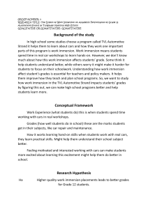 Work Immersion & Academic Performance: Grade 12 Automotive