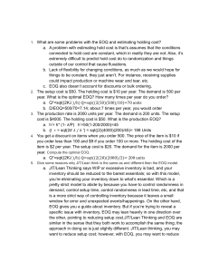 EOQ & JIT Inventory Management: Problems, Calculations & Concepts