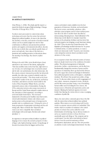 Do Artifacts Have Politics? Langdon Winner on Technology & Power