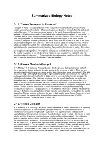 Biology Notes: Cells, Plants, Enzymes, Respiration, Excretion