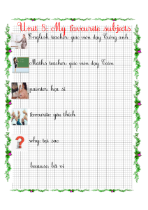 English Vocabulary: Subjects, Sports, Holidays