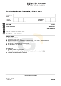 Cambridge Checkpoint English Exam Paper 1 Non-fiction