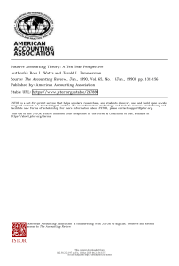 Positive Accounting Theory: A Ten Year Perspective