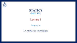 Statics Lecture Notes: Introduction to Mechanics