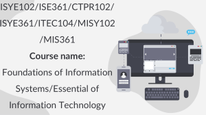 Foundations of Information Systems: Essential IT Concepts & Impact