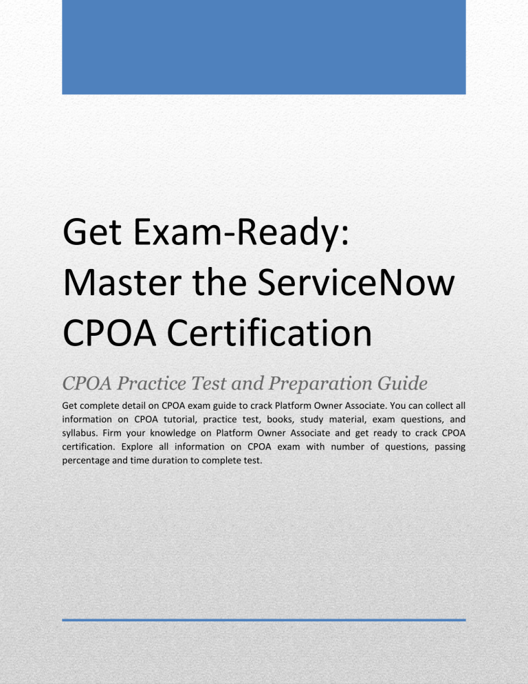 ServiceNow CPOA Certification Practice Test & Study Guide