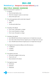 Dangerous Journeys Editorial Worksheet 4.2: Multiple Choice Exercise