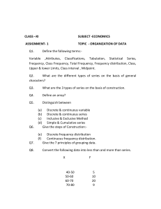 Economics Assignment: Organization of Data