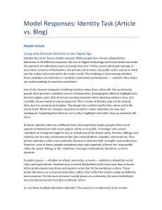 Model Responses: Identity in the Digital Age (Article vs. Blog)