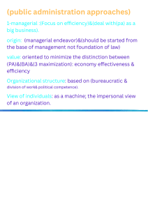 Public Administration Approaches: Managerial Perspective & Efficiency