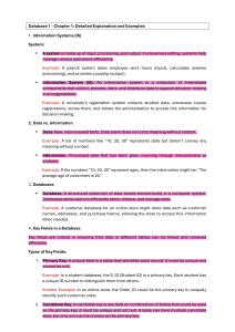 Database 1 - Chapter 1: Information Systems & Key Fields Explained