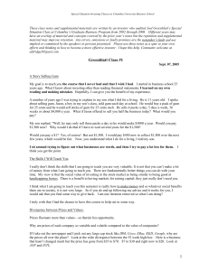 Special Situation Investing: Joel Greenblatt's Columbia Class Notes