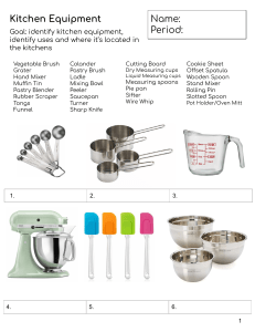 Kitchen Equipment & Measuring: Identify Tools, Uses & Vocabulary