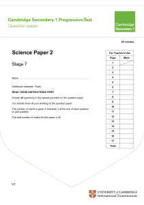 Stage 7 Science Exam Paper