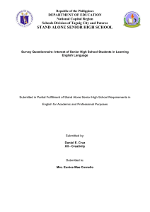 Senior High School English Learning Interest Survey Report