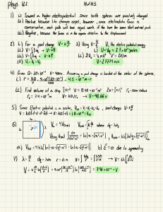 Physics 122 Homework 3 Solutions: Electric Potential & Energy