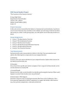 CSEC Social Studies Project: Family Functions in Society - Grade 10