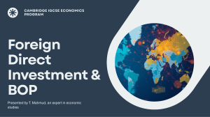 FDI & BOP: Cambridge IGCSE Economics Program | T. Mahmud