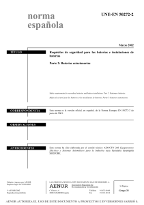 UNE-EN 50272-2: Requisitos de seguridad para bater&iacute;as estacionarias