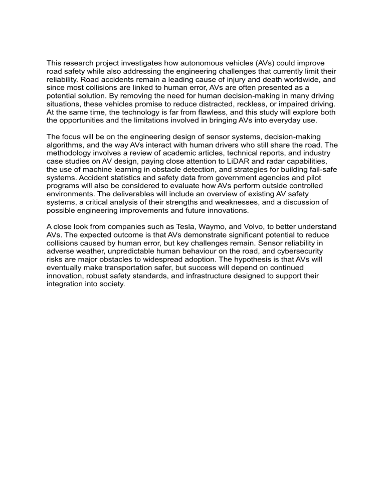 Autonomous Vehicles Improving Road Safety Engineering Challenges Autonomous vehicles improving road safety engineering challenges