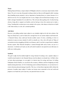 Financial Literacy in Philippine Schools: Thesis, Anti-thesis, Synthesis