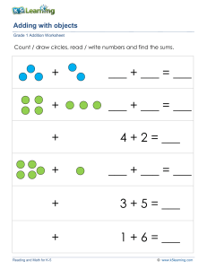 Grade 1 Addition Worksheet: Adding with Objects | K5 Learning Math