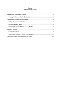 Processing in Forms: TextBox Controls, Numeric Values & Exception Handling