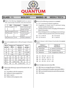 Test z biologii: Klasa 11 - Skład i krzepnięcie krwi