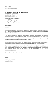 Teacher I Application Letter - Vanessa Arsenio