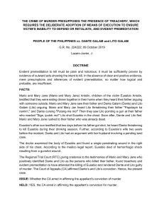 Philippines Murder Case: People vs. Galam - Treachery & Premeditation