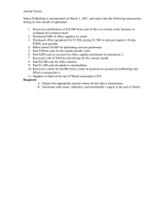 Marco Publishing Journal Entries Solution