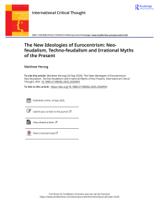 Eurocentrism, Neo-feudalism, Techno-feudalism: A Critical Marxist View